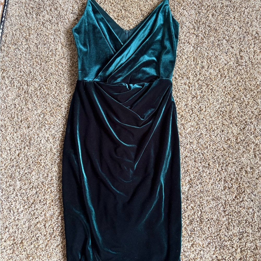 Betsey Johnson Deep Green Velvet Midi Dress